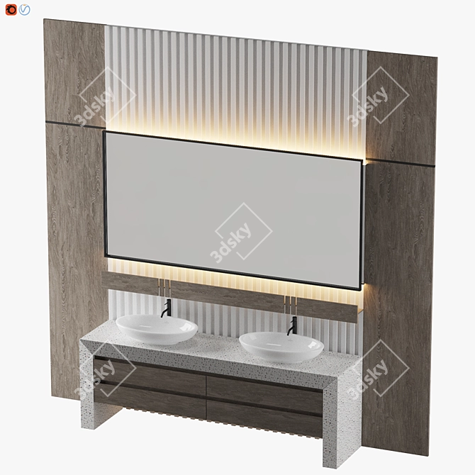 Modern Gray Bathroom Design 3D model image 3