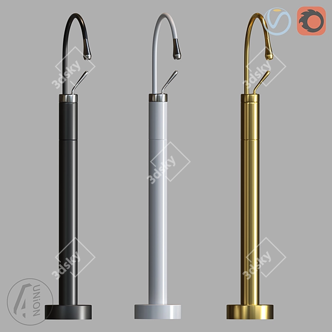 Floor Standing Faucet with Hand Shower 3D model image 1