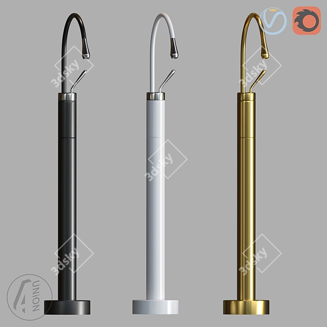 Floor Standing Faucet with Hand Shower 3D model image 3