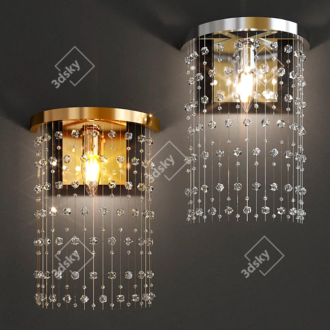 Golden Zild Wall Sconce: Stylish Metal and Glass Lighting 3D model image 3