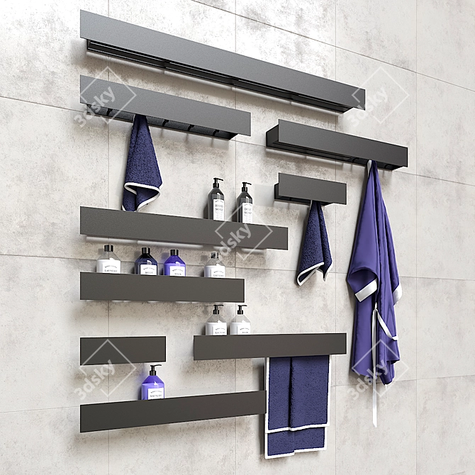 Stylish Tezza Bathroom Shelves 3D model image 2