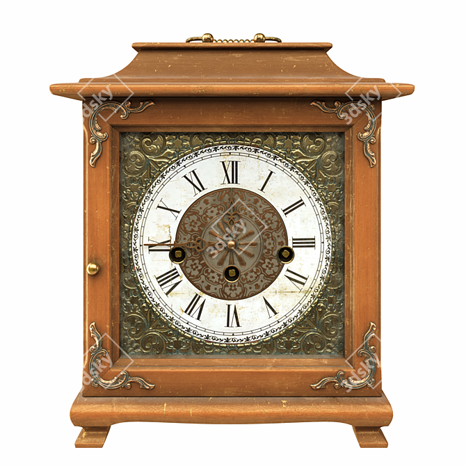 Elegant Vintage Table Clock 3D model image 2