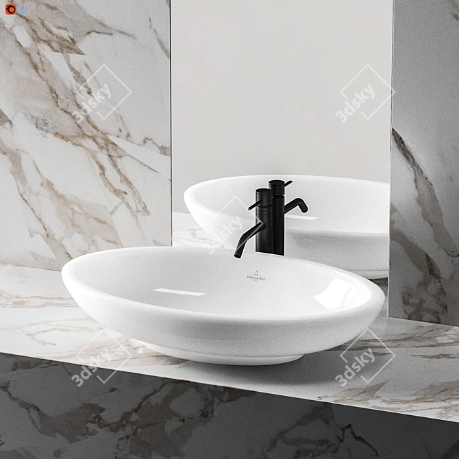 Elegant Natural Stone Bathroom 3D model image 4