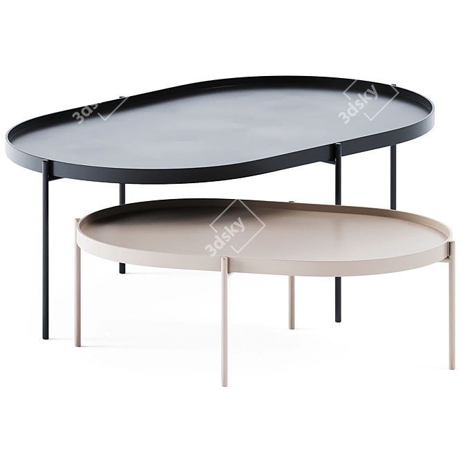 Sleek Metal Coffee Tables 3D model image 1