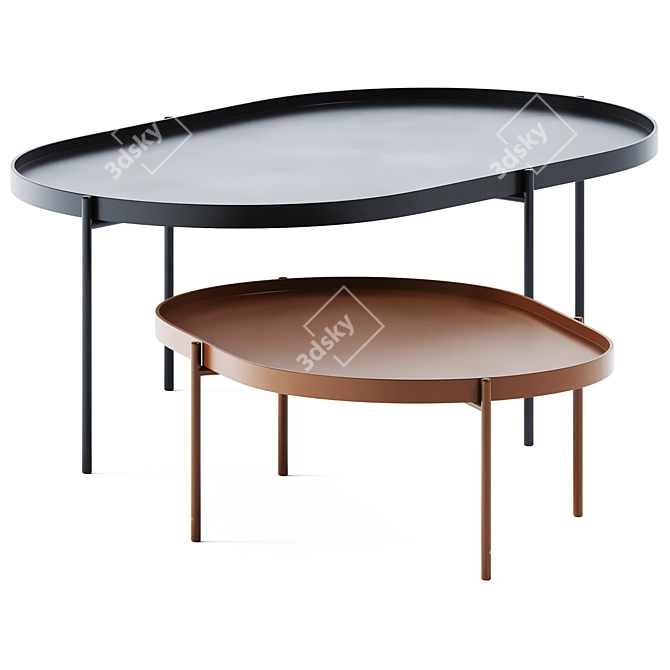 Sleek Metal Coffee Tables 3D model image 2