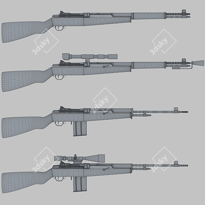 Sleek Wooden Rifle: Model Kit 3D model image 7