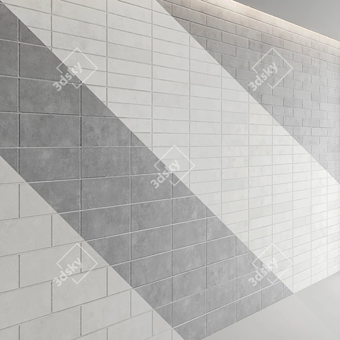 Premium Block Wall Set: Smooth Nickel & Porcelain 3D model image 1