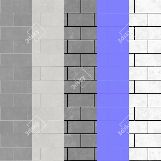 Premium Block Wall Set: Smooth Nickel & Porcelain 3D model image 7