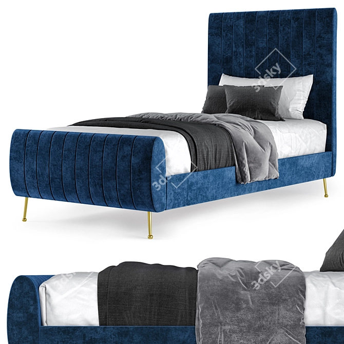 Luxury Zara Velvet Twin Bed 3D model image 1