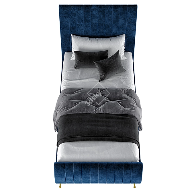 Luxury Zara Velvet Twin Bed 3D model image 2