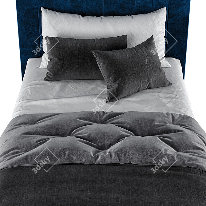 Luxury Zara Velvet Twin Bed 3D model image 3