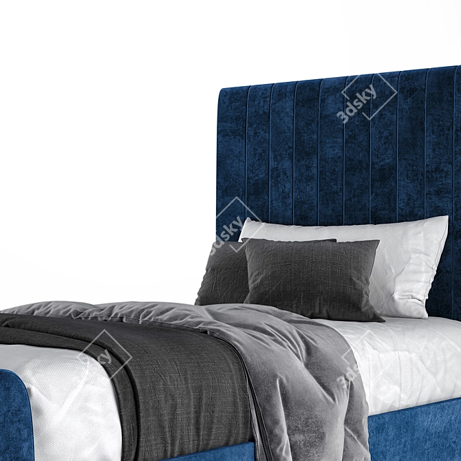 Luxury Zara Velvet Twin Bed 3D model image 4