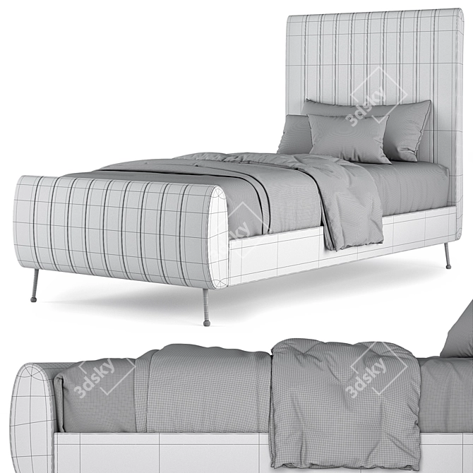Luxury Zara Velvet Twin Bed 3D model image 5