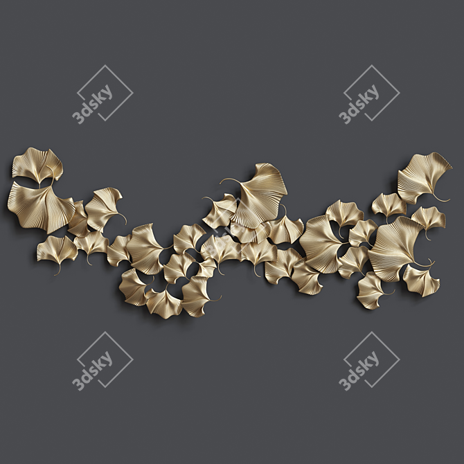 Elegant Golden Ginkgo Leaf Decor 3D model image 1