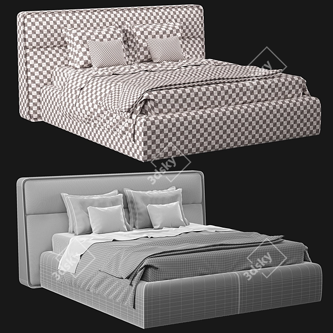 Elegant Diff Studio Queen Bed 3D model image 3