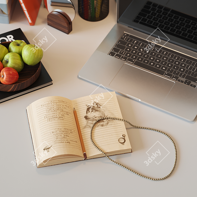 Elegant Desk Decor Set 3D model image 3