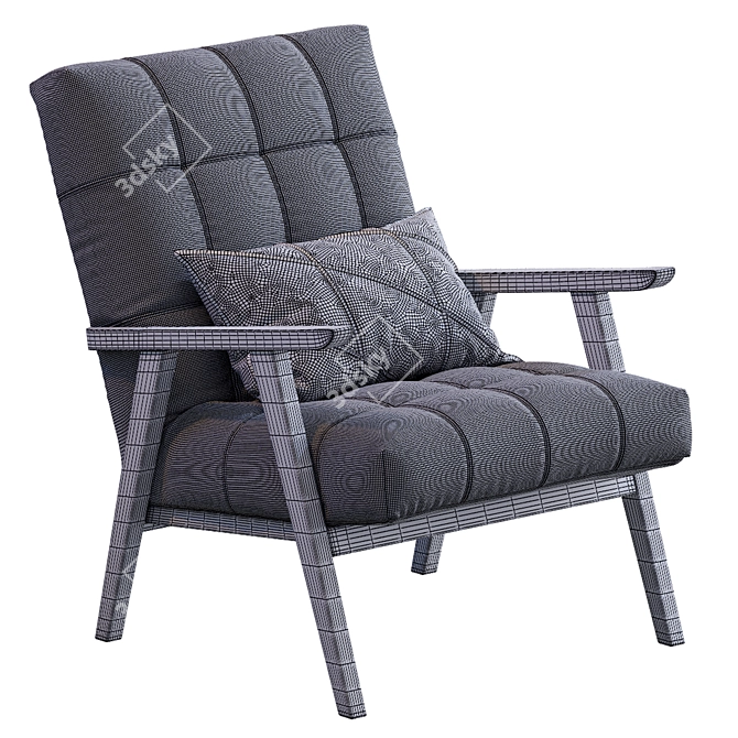 Arkin Wooden Frame Accent Chair: Stylish Gray Seating 3D model image 5