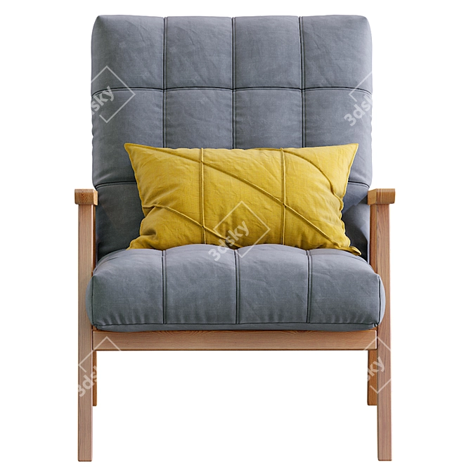 Arkin Wooden Frame Accent Chair: Stylish Gray Seating 3D model image 7