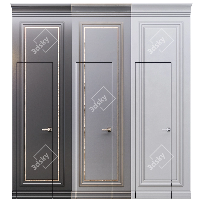 Hidden Wall Door Set 3D model image 2