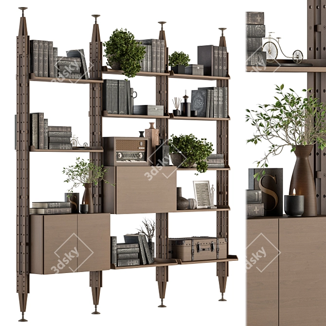 Cassina Infinito Decorative Wooden Rack 3D model image 1