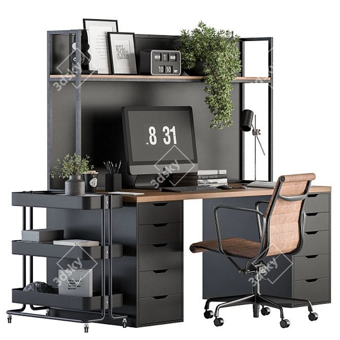 Elegant Home Office Furniture 3D model image 1