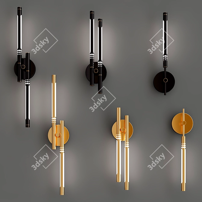 Vala Wall - Stylish Brass & Black Wall Light 3D model image 1