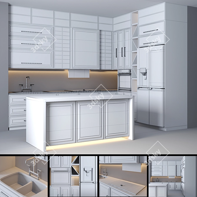 Neo Classic Kitchen Collection 3D model image 7