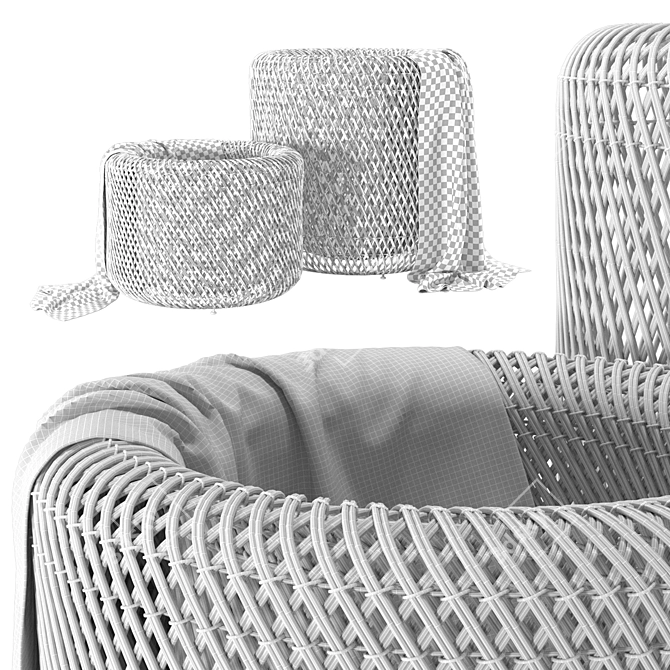 Elegant Twist Black Rattan Baskets 3D model image 6