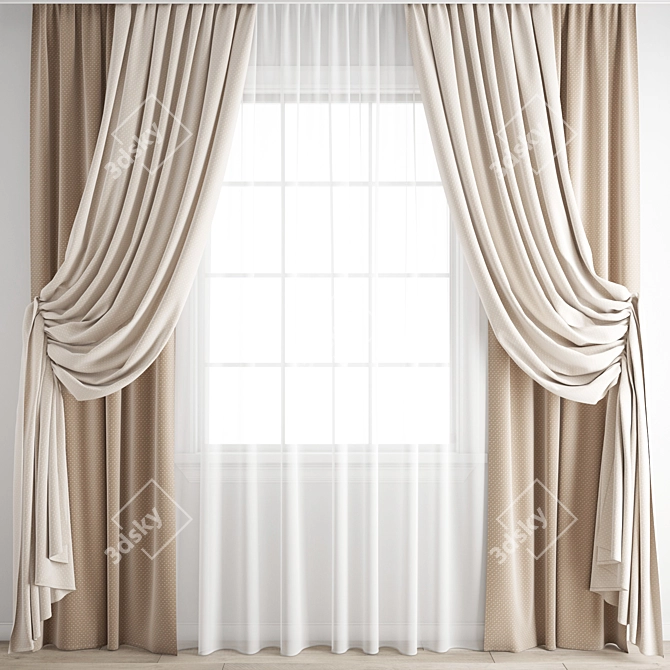 Elegant Polygonal Curtain 3D model image 1