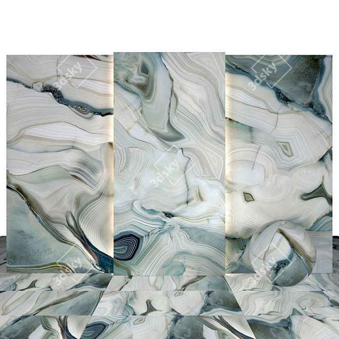 Bermuda Marble Slabs & Tiles: 5 Textures & Various Sizes 3D model image 1