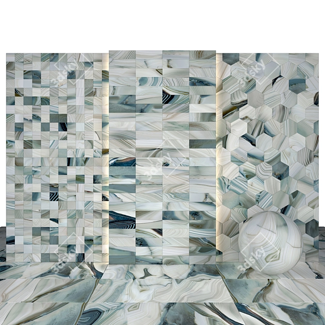 Bermuda Marble Slabs & Tiles: 5 Textures & Various Sizes 3D model image 2