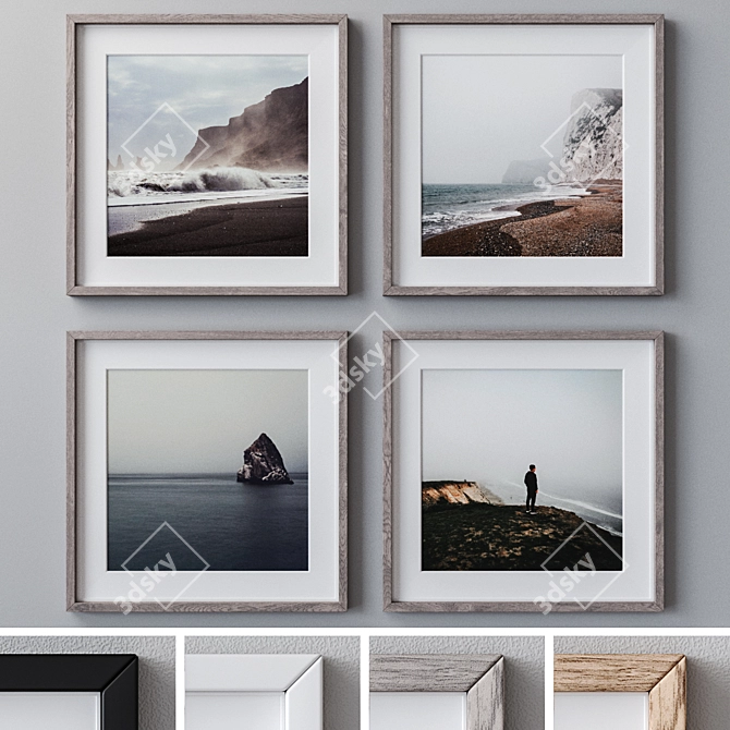 Versatile Photo Frames Set: 4 Colors, High-Quality Textures 3D model image 1