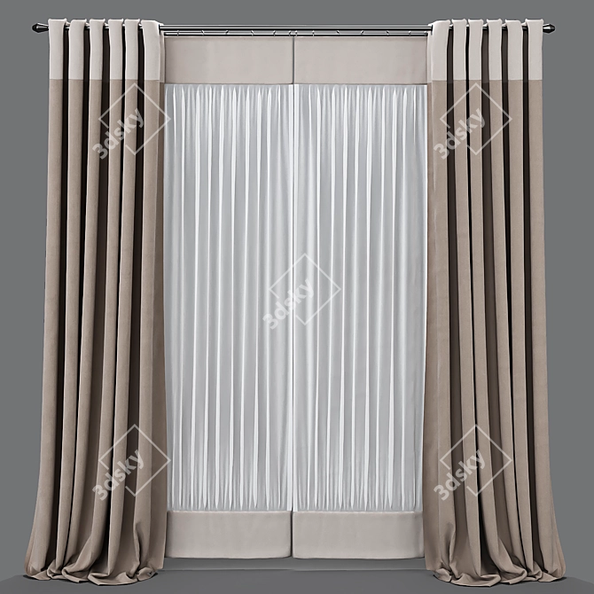 Customizable Curtain with Three Color Transitions 3D model image 1