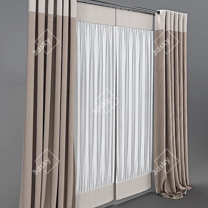 Customizable Curtain with Three Color Transitions 3D model image 2