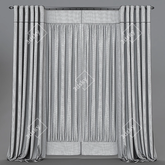 Customizable Curtain with Three Color Transitions 3D model image 3