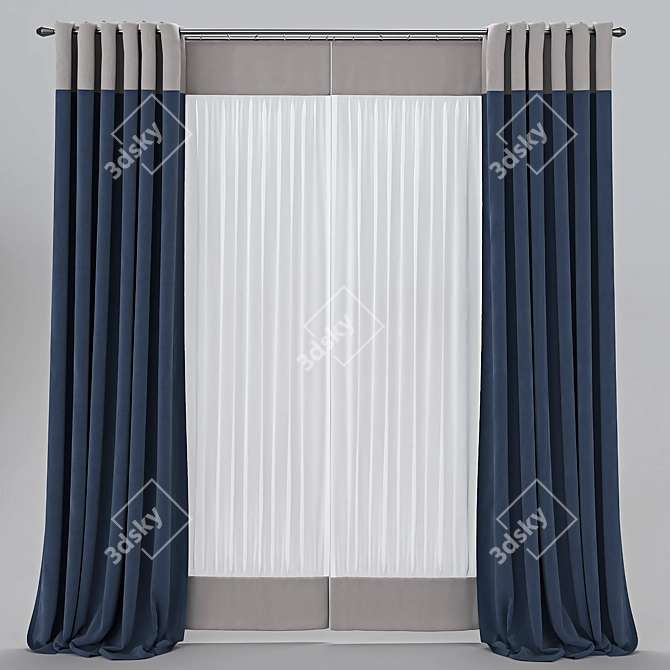 Customizable Curtain with Three Color Transitions 3D model image 4