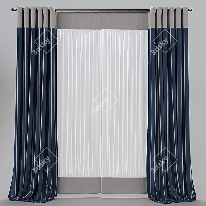 Customizable Curtain with Three Color Transitions 3D model image 5