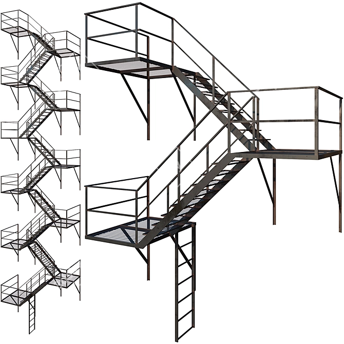 Versatile Outdoor Fire Ladder 3D model image 1