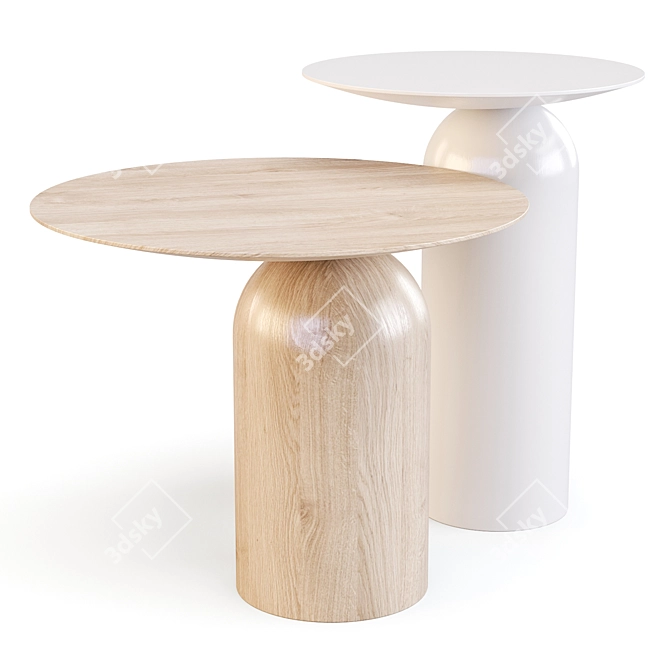 Floating Illusion: Disco Oak Side Tables 3D model image 1