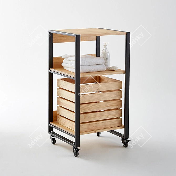 Hiba Rolling Bookcase - Functional and Stylish 3D model image 3