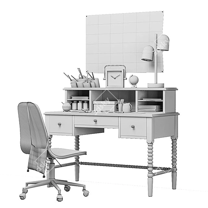 V_Ray 5 Corona Render 5 Spindle Desk 3D model image 3