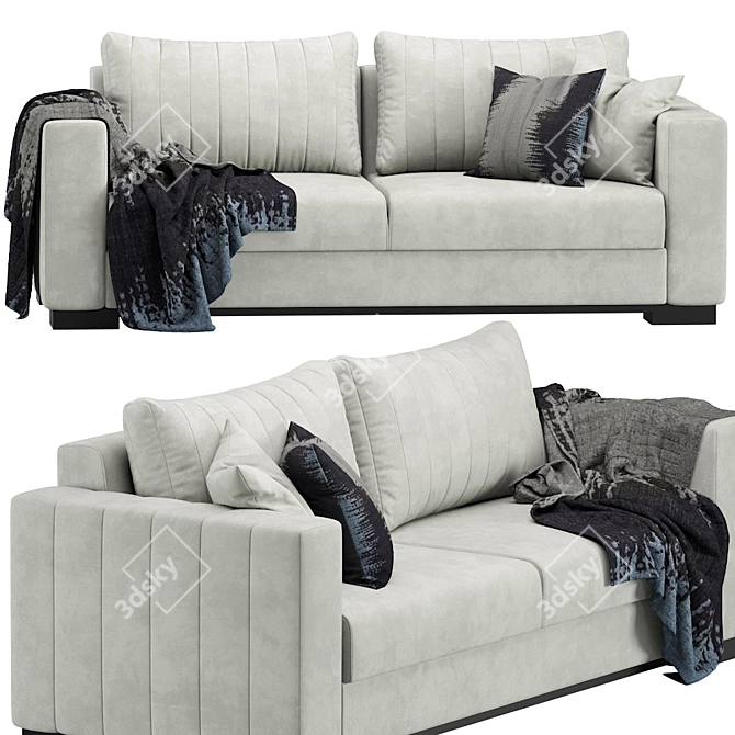 Contemporary Velvet Sofa 3D model image 1