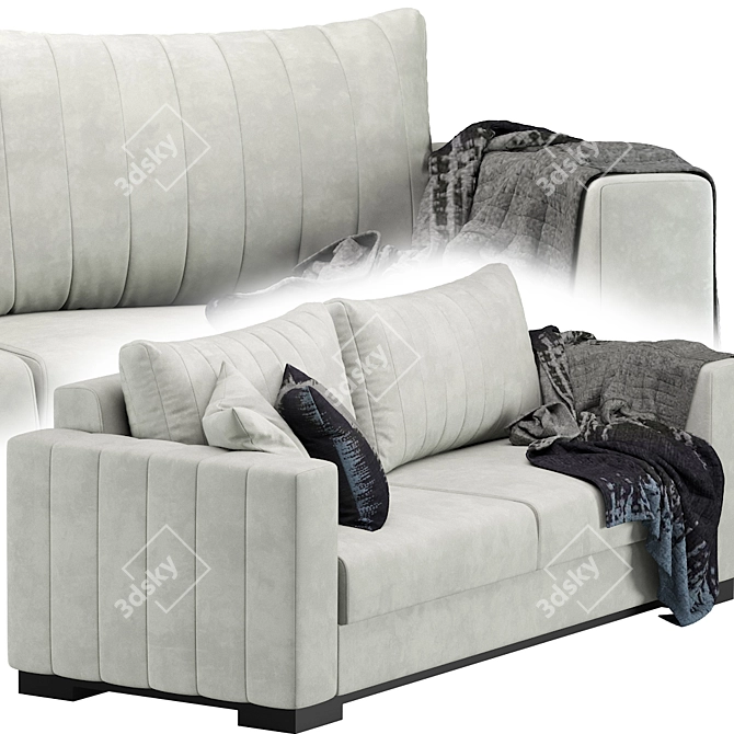 Contemporary Velvet Sofa 3D model image 6