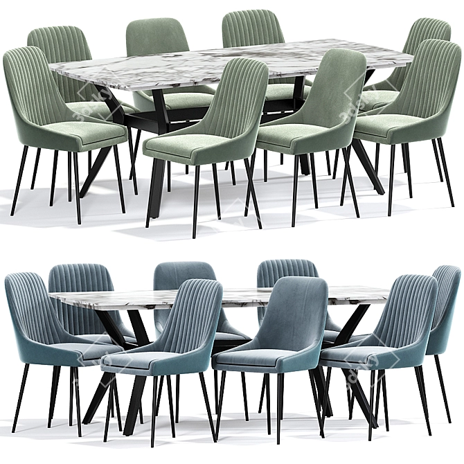 Elegant Viscount Strip Dining Table 3D model image 1