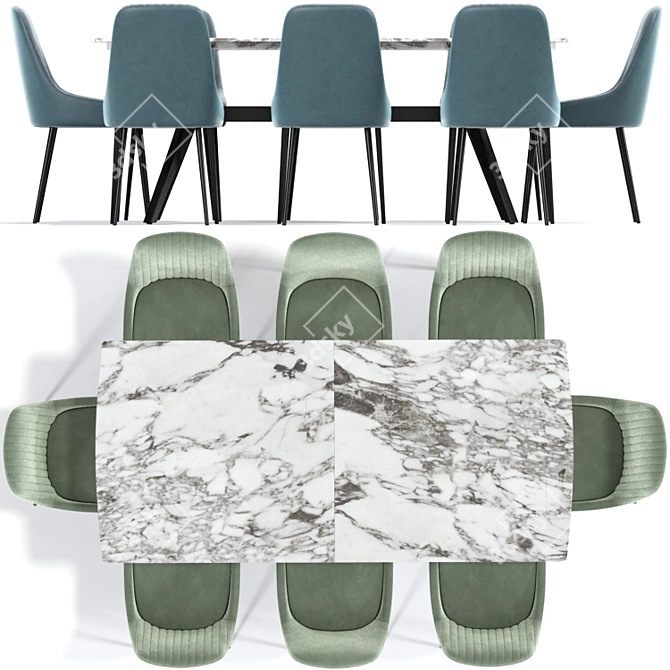 Elegant Viscount Strip Dining Table 3D model image 2