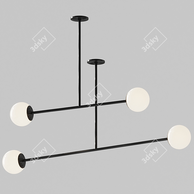 Sleek Barbell Pendant Light 3D model image 2