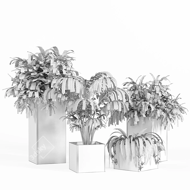 Title: Natural Wood Plant Set - 130 cm 3D model image 9