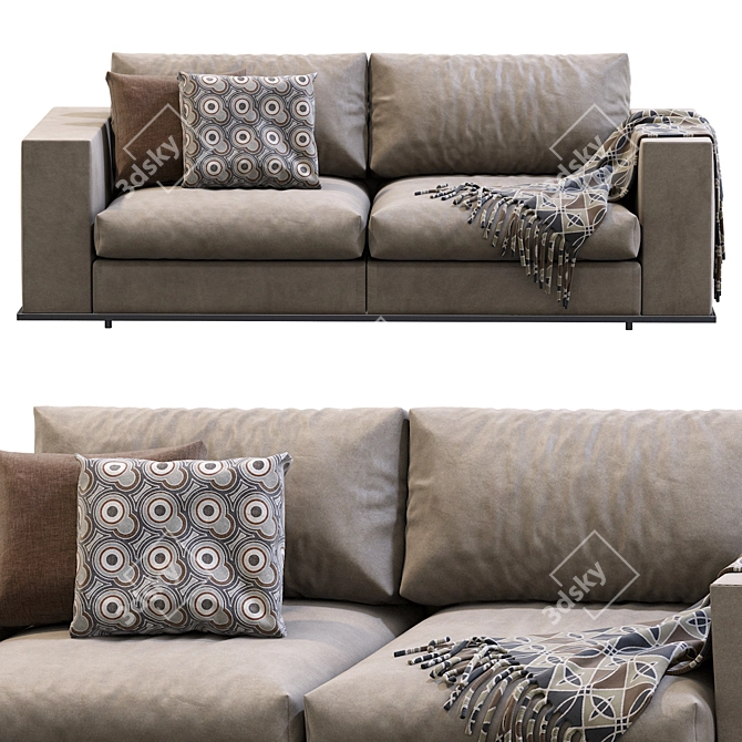 Elegant Hamilton Leather Sofa 3D model image 1