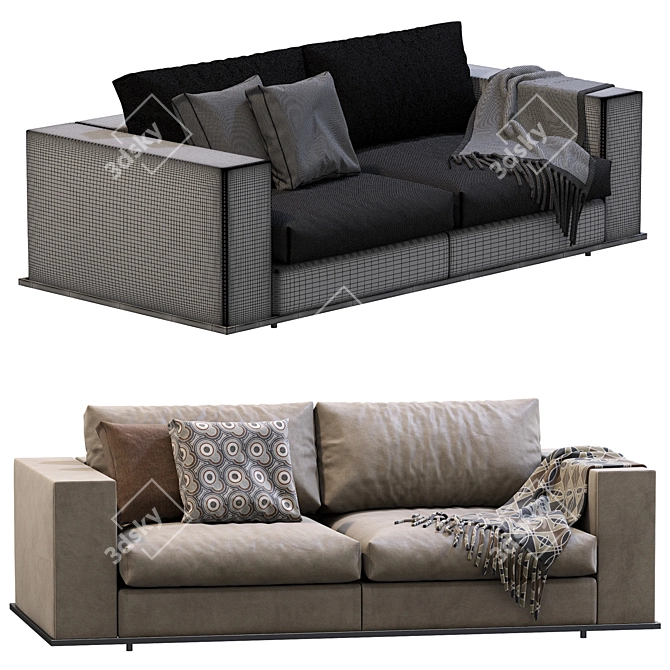 Elegant Hamilton Leather Sofa 3D model image 5