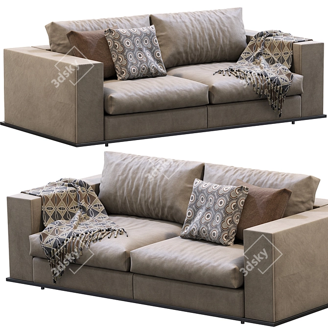 Elegant Hamilton Leather Sofa 3D model image 6